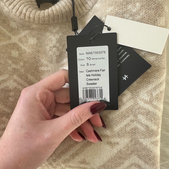 NWT Naadam cashmere fair isle holiday snowflake sweater - Picture 5 of 6